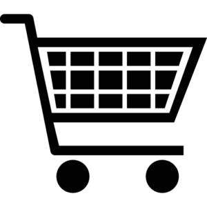 shopping cart icon, black on transparent background